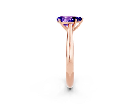 Rose gold Pear Cut Tanzanite Solitaire Engagement Ring with Cathedral Setting and Four-Prong Mount_14