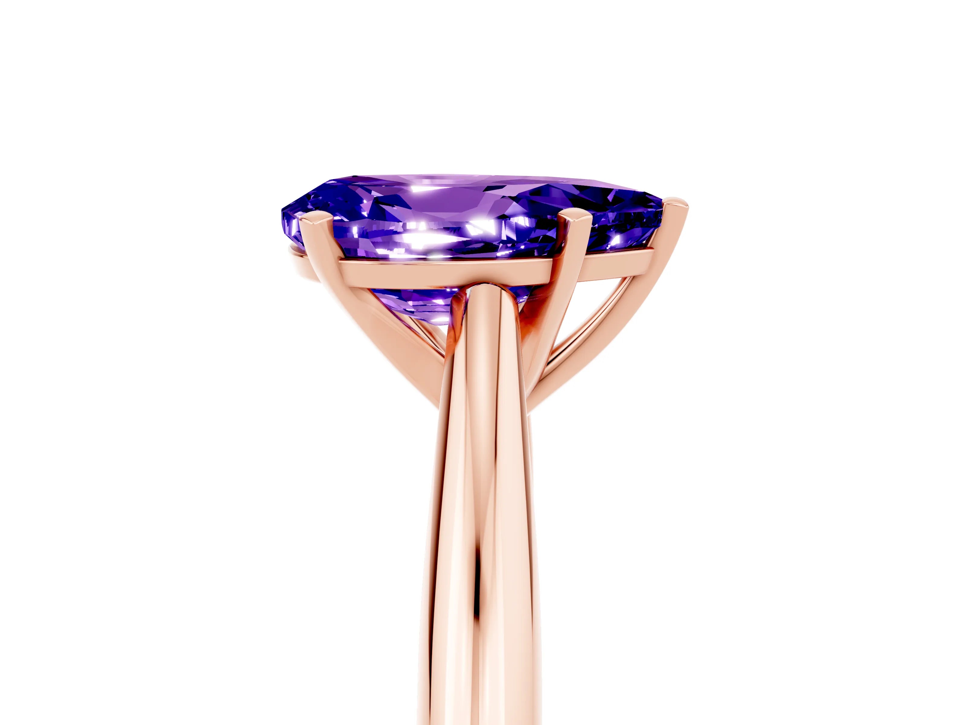 Rose gold Pear Cut Tanzanite Solitaire Engagement Ring with Cathedral Setting and Four-Prong Mount_17