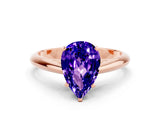 Rose gold Pear Cut Tanzanite Solitaire Engagement Ring with Cathedral Setting and Four-Prong Mount_18