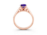 Rose gold Pear Cut Tanzanite Solitaire Engagement Ring with Cathedral Setting and Four-Prong Mount_21