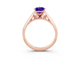 Rose gold Pear Cut Tanzanite Solitaire Engagement Ring with Cathedral Setting and Four-Prong Mount_27