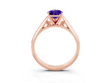 Rose gold Pear Cut Tanzanite Solitaire Engagement Ring with Cathedral Setting and Four-Prong Mount_81