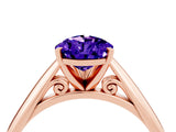 Rose gold Pear Cut Tanzanite Solitaire Engagement Ring with Cathedral Setting and Four-Prong Mount_82
