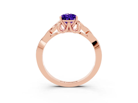 Rose gold Pear Cut Tanzanite Solitaire Engagement Ring with Celtic Knot Band and Four-Prong Setting_3