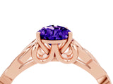 Rose gold Pear Cut Tanzanite Solitaire Engagement Ring with Celtic Knot Band and Four-Prong Setting_4