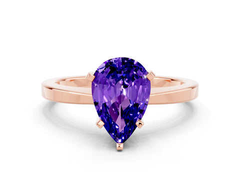 Rose gold Pear Cut Tanzanite Solitaire Engagement Ring with Classic Band and Four-Prong Setting_24