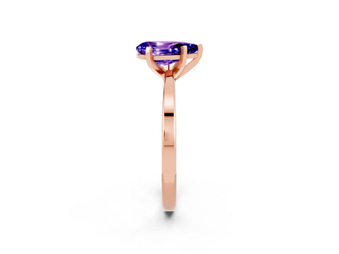 Rose gold Pear Cut Tanzanite Solitaire Engagement Ring with Classic Band and Four-Prong Setting_26