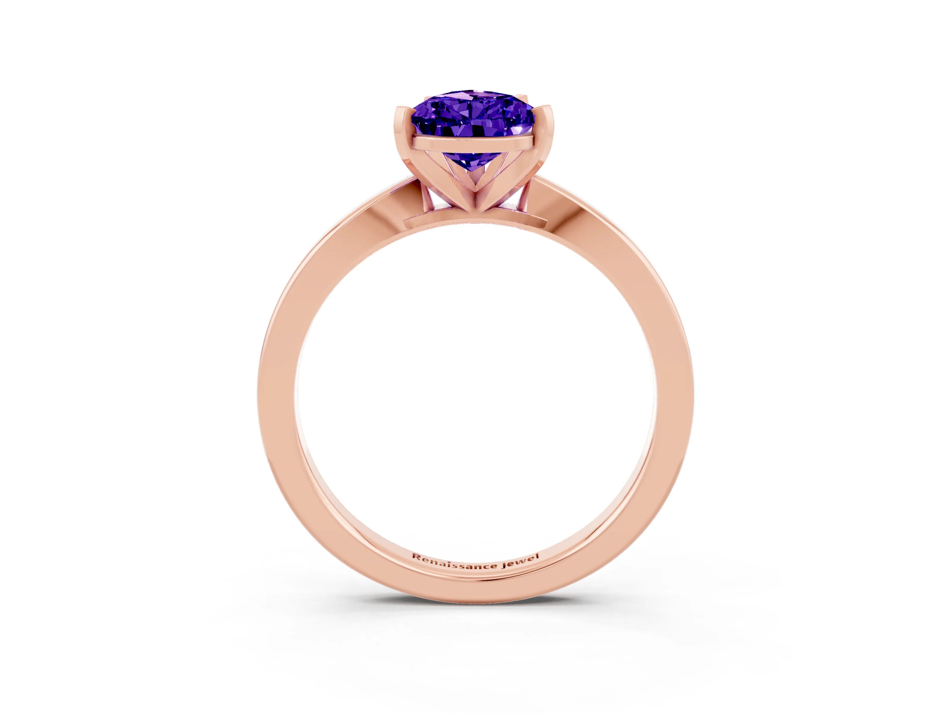 Rose gold Pear Cut Tanzanite Solitaire Engagement Ring with Classic Band and Four-Prong Setting_27