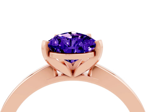 Rose gold Pear Cut Tanzanite Solitaire Engagement Ring with Classic Band and Four-Prong Setting_28