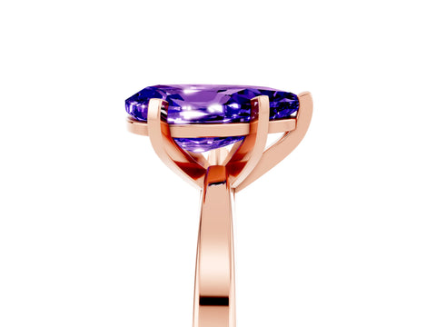 Rose gold Pear Cut Tanzanite Solitaire Engagement Ring with Classic Band and Four-Prong Setting_29