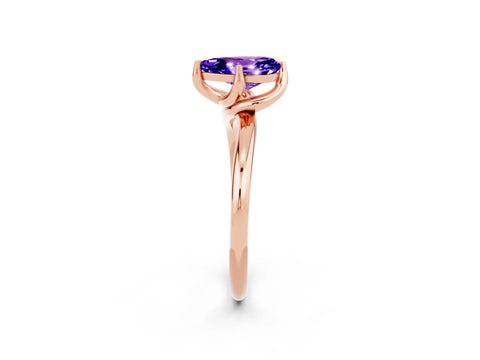 Rose gold Pear Cut Tanzanite Solitaire Engagement Ring with Four-Prong Setting and Classic Band_14