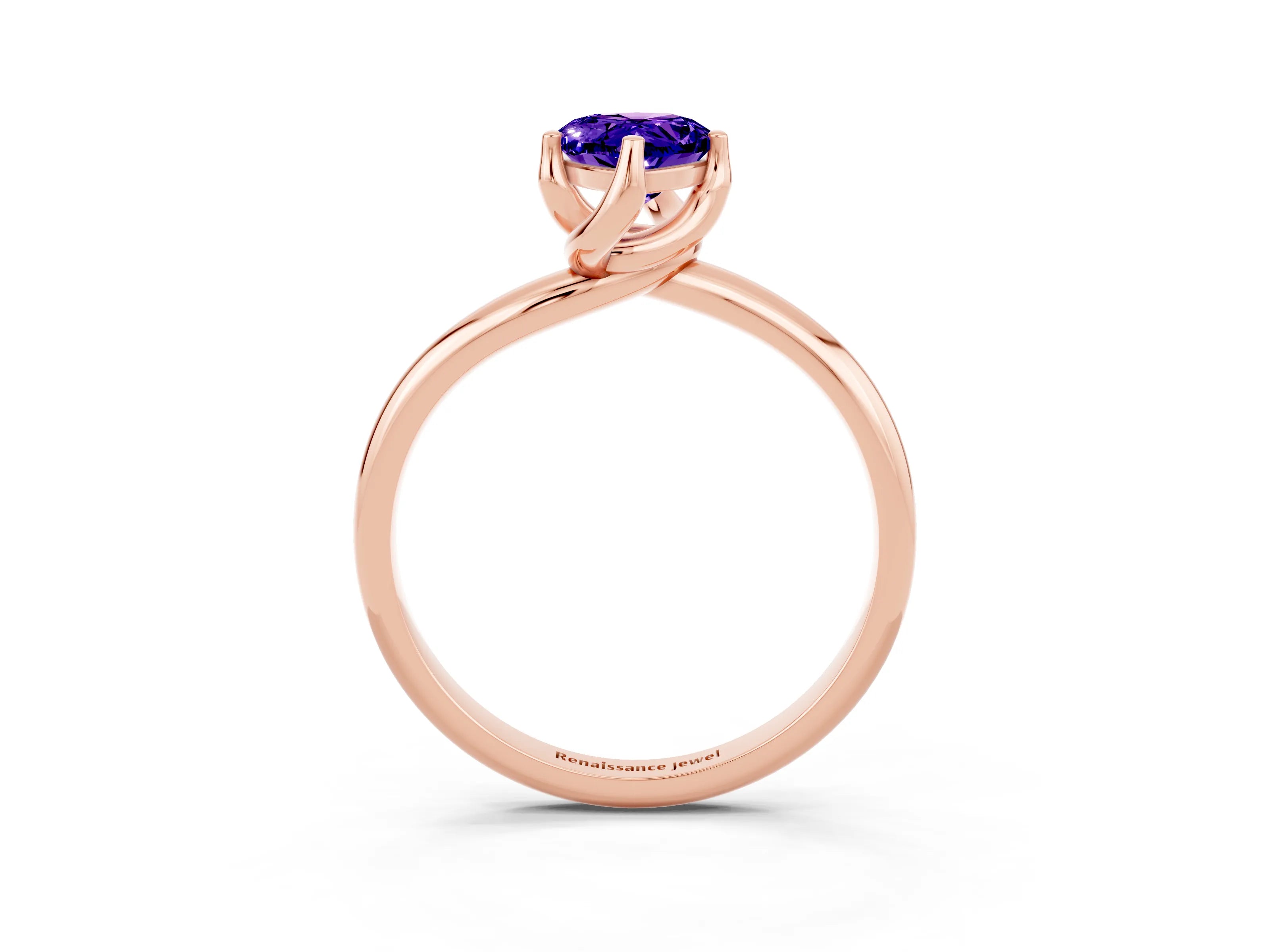 Rose gold Pear Cut Tanzanite Solitaire Engagement Ring with Four-Prong Setting and Classic Band_15