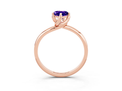 Rose gold Pear Cut Tanzanite Solitaire Engagement Ring with Four-Prong Setting and Classic Band_15