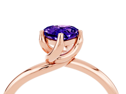 Rose gold Pear Cut Tanzanite Solitaire Engagement Ring with Four-Prong Setting and Classic Band_16