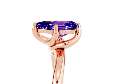 Rose gold Pear Cut Tanzanite Solitaire Engagement Ring with Four-Prong Setting and Classic Band_17