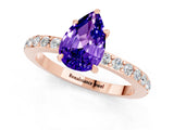 Rose gold Pear Cut Tanzanite Solitaire Engagement Ring with Pavé Band and Four-Prong Setting_1