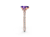 Rose gold Pear Cut Tanzanite Solitaire Engagement Ring with Pavé Band and Four-Prong Setting_2
