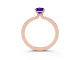 Rose gold Pear Cut Tanzanite Solitaire Engagement Ring with Pavé Band and Four-Prong Setting_3