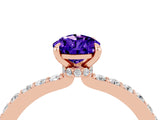 Rose gold Pear Cut Tanzanite Solitaire Engagement Ring with Pavé Band and Four-Prong Setting_4