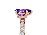 Rose gold Pear Cut Tanzanite Solitaire Engagement Ring with Pavé Band and Four-Prong Setting_5