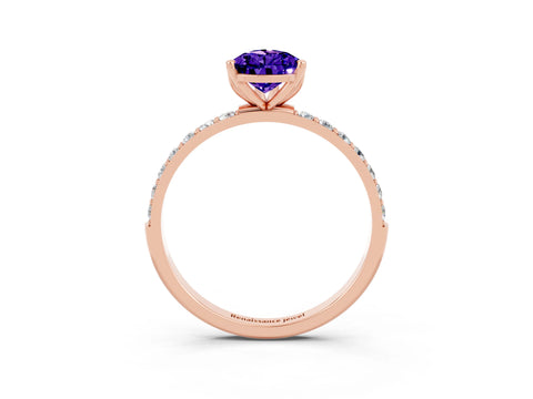 Rose gold Pear Cut Tanzanite Solitaire Engagement Ring with Pavé Band and Prong Setting_3