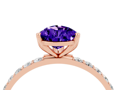 Rose gold Pear Cut Tanzanite Solitaire Engagement Ring with Pavé Band and Prong Setting_4