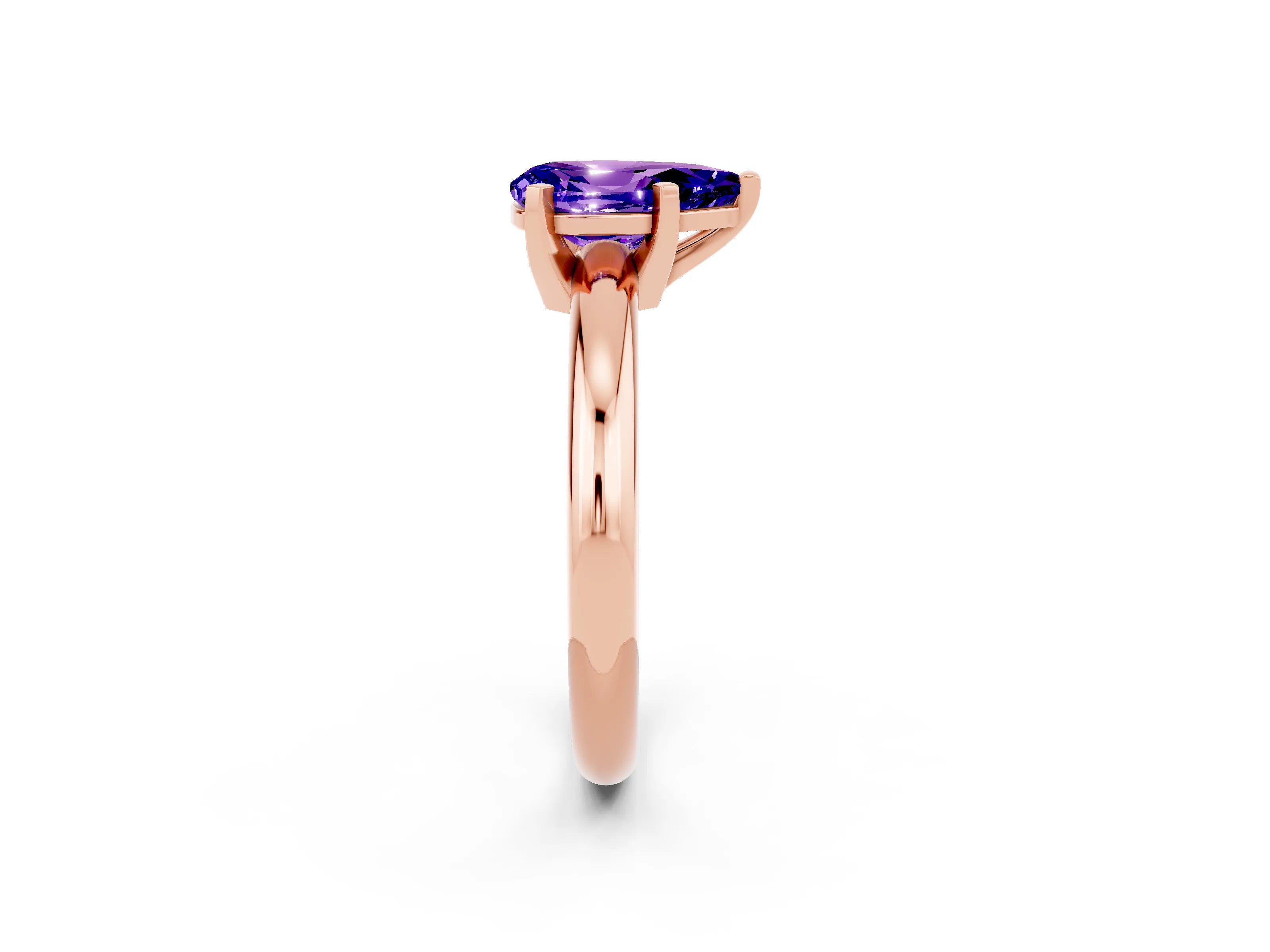 Rose gold Pear Cut Tanzanite Solitaire Engagement Ring with Round Band and Four-Prong Setting_2