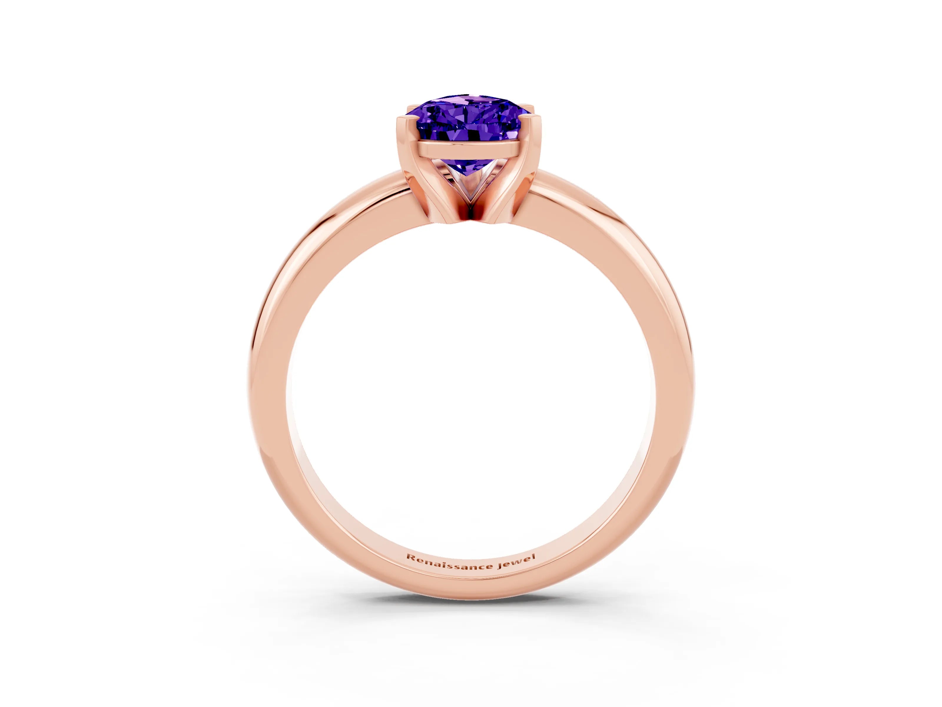 Rose gold Pear Cut Tanzanite Solitaire Engagement Ring with Round Band and Four-Prong Setting_3