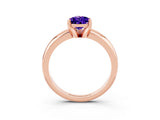 Rose gold Pear Cut Tanzanite Solitaire Engagement Ring with Round Band and Four-Prong Setting_3
