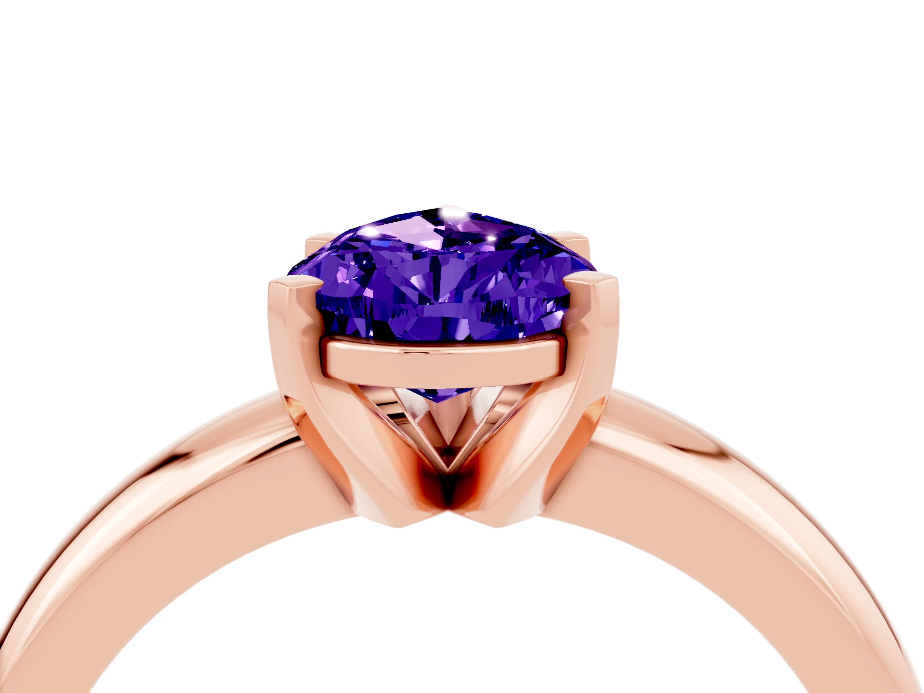 Rose gold Pear Cut Tanzanite Solitaire Engagement Ring with Round Band and Four-Prong Setting_4