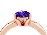 Rose gold Pear Cut Tanzanite Solitaire Engagement Ring with Round Band and Four-Prong Setting_4