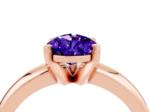Rose gold Pear Cut Tanzanite Solitaire Engagement Ring with Round Band and Four-Prong Setting_4