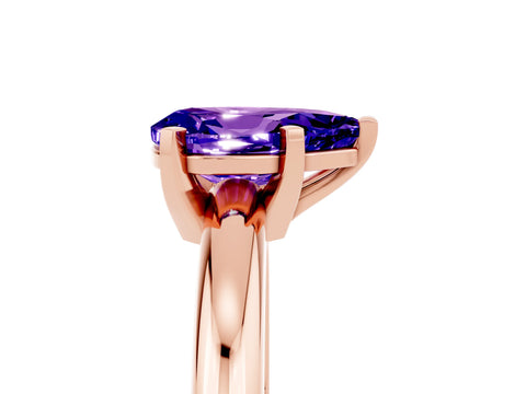 Rose gold Pear Cut Tanzanite Solitaire Engagement Ring with Round Band and Four-Prong Setting_5