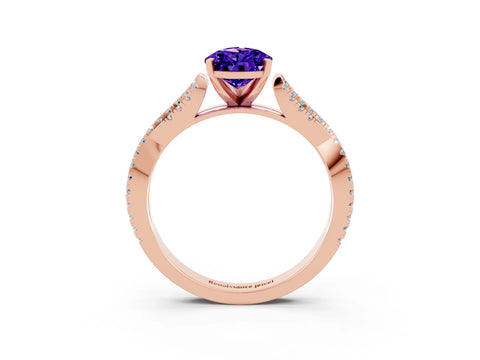 Rose gold Pear Cut Tanzanite Solitaire Engagement Ring with Twisted Pavé Band and Four-Prong Setting_3