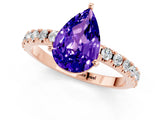 Rose gold Pear Cut Tanzanite Solitaire Pavé Band with Four-Prong Setting_1