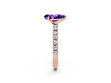 Rose gold Pear Cut Tanzanite Solitaire Pavé Band with Four-Prong Setting_2