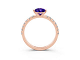 Rose gold Pear Cut Tanzanite Solitaire Pavé Band with Four-Prong Setting_3