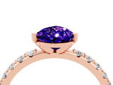 Rose gold Pear Cut Tanzanite Solitaire Pavé Band with Four-Prong Setting_4