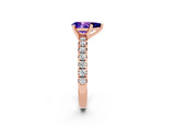 Rose gold Pear Cut Tanzanite Solitaire Pavé Engagement Ring with Round Band and Prong Setting_14