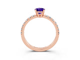 Rose gold Pear Cut Tanzanite Solitaire Pavé Engagement Ring with Round Band and Prong Setting_15