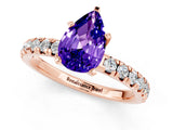 Rose gold Pear Cut Tanzanite Solitaire Pavé Engagement Ring with Round Band and Prong Setting_73