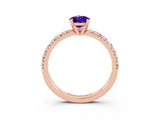 Rose gold Pear Cut Tanzanite Solitaire Pavé Engagement Ring with Round Band and Prong Setting_75