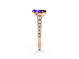 Rose gold Pear Cut Tanzanite Solitaire Ring with Cathedral Setting and Pavé Band_2