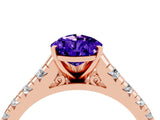 Rose gold Pear Cut Tanzanite Solitaire Ring with Cathedral Setting and Pavé Band_4