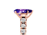 Rose gold Pear Cut Tanzanite Solitaire Ring with Cathedral Setting and Pavé Band_5