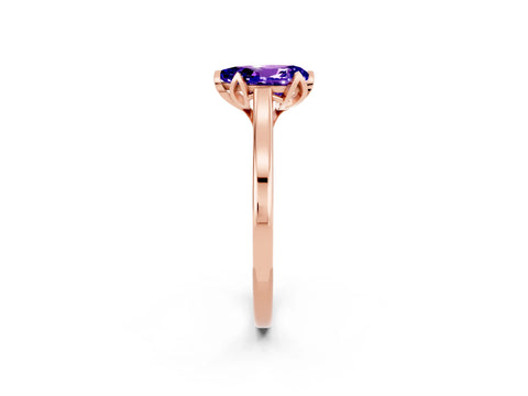 Rose gold Pear Cut Tanzanite Solitaire Ring with Flower Prong Setting and Classic Band_14