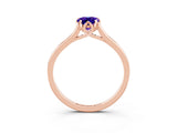 Rose gold Pear Cut Tanzanite Solitaire Ring with Flower Prong Setting and Classic Band_15