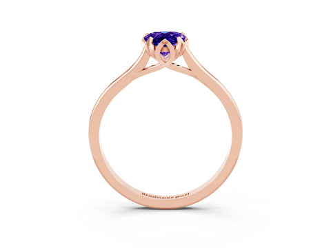 Rose gold Pear Cut Tanzanite Solitaire Ring with Flower Prong Setting and Classic Band_15