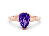 Rose gold Pear Cut Tanzanite Solitaire Ring with Flower Prong Setting and Classic Band_37