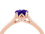 Rose gold Pear Cut Tanzanite Solitaire Ring with Flower Prong Setting and Classic Band_41